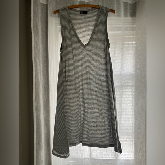 Gray Striped Cotton Casual Gap Dress - Picture 1 of 6